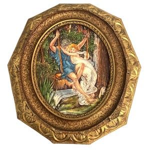 Vintage Artini Twin  Etched Sculptured Engraving 4D Renaissance Theme Art Framed